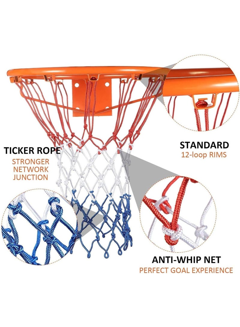 CLENEA 2 PCS Heavy Duty Basketball Net Replacement, Professional All Weather Anti Whip, Hanging Rim Goal for Children and Adults, 12 Loops - Image 2